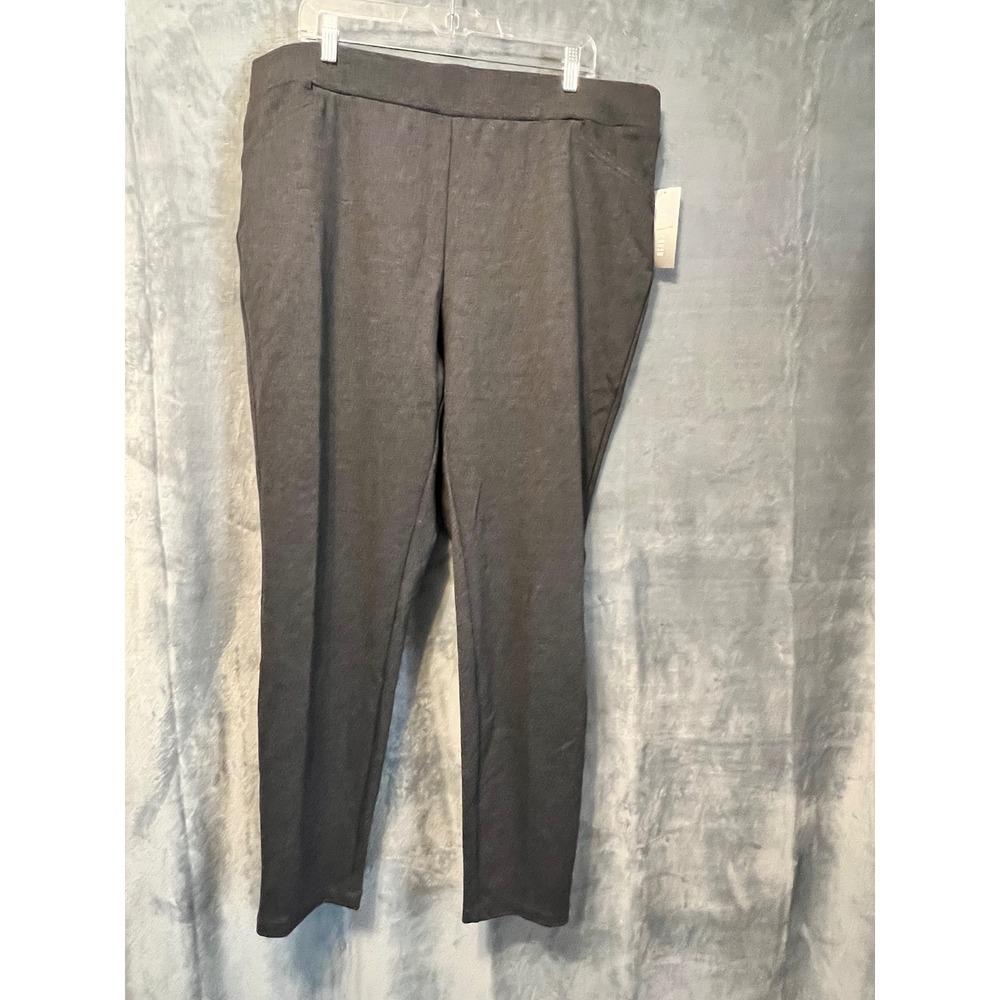Heart-N-Crush 2X‎ Grey Ponte Pull-On Pants Stretch Slim Leg Front Pockets Womens